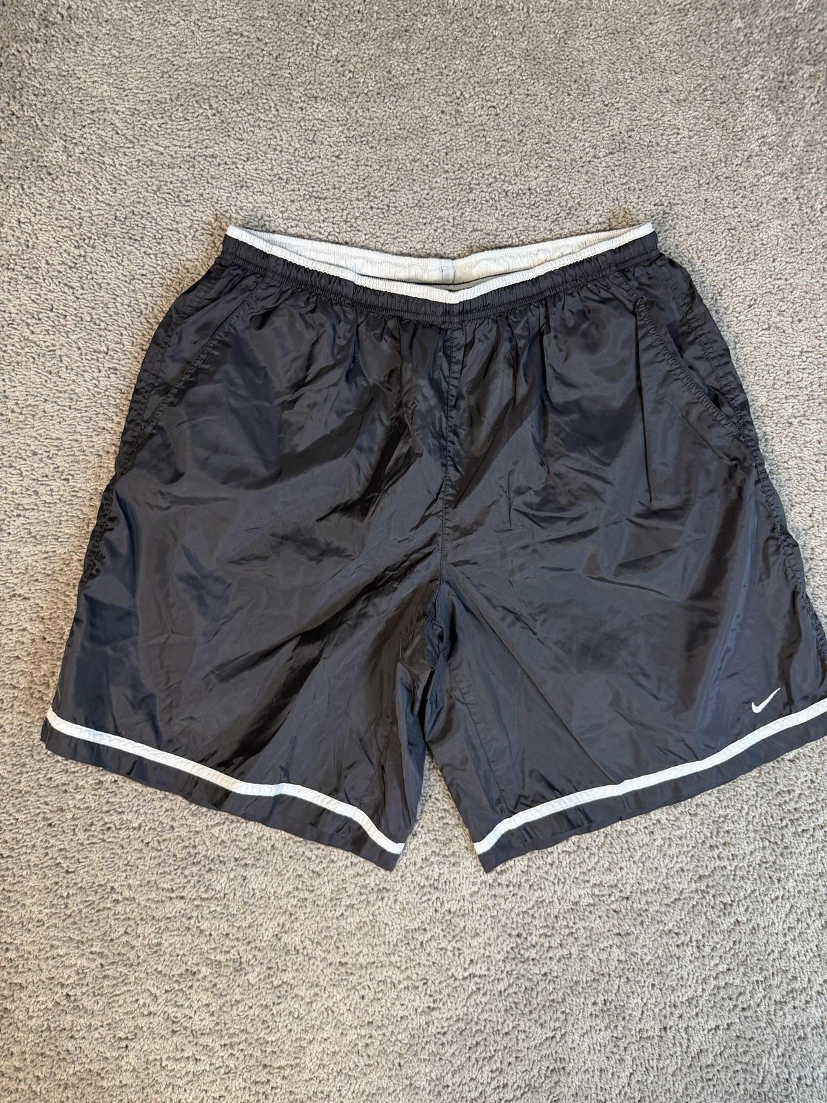 Vintage Nike Shorts Mens Xl Black Lined Trunks Nylon Elastic Waist Pockets